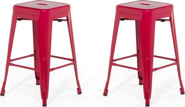 Beliani Σετ 2 μεταλλικά σκαμπό μπαρ 60 cm κόκκινο CABRILLO 8083605 4260586359039