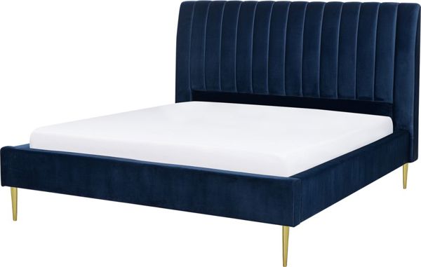 Κρεβάτι Beliani Velvet 180 x 200 cm μπλε MARVILLE 8034375 4251682231121