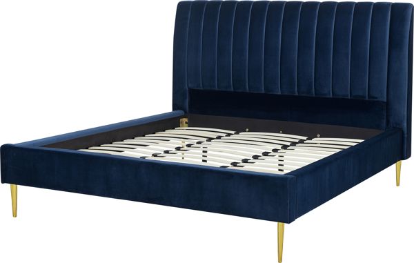 Κρεβάτι Beliani Velvet 180 x 200 cm μπλε MARVILLE 8034375 4251682231121