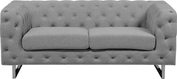 Beliani 2θέσιος Καναπές Vissland Chesterfield Γκρι Ύφασμα