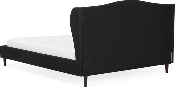 Beliani Επενδυμένο Κρεβάτι Colmar, 180x200 cm, Ύφασμα με Όψη Λινού, Μαύρο