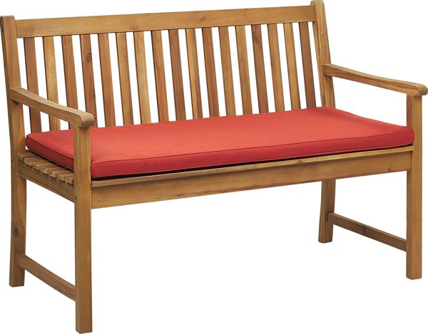 Beliani Πάγκος Κήπου Vivara από Ξύλο Ακακίας, 160 cm, με Κόκκινο Μαξιλάρι