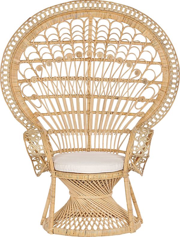Beliani πολυθρόνα παγωνιού μπεζ rattan EMMANUELLE 7984273 4251682257916