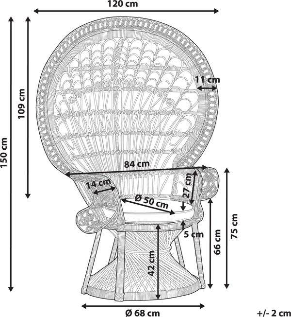 Beliani πολυθρόνα παγωνιού μπεζ rattan EMMANUELLE 7984273 4251682257916