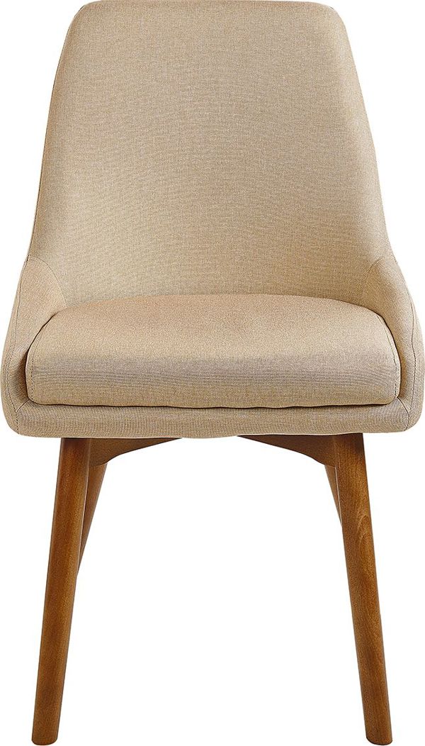 Beliani Σετ 2 Καρέκλες Τραπεζαρίας MELFORT, Ύφασμα, Πόδια από Ξύλο Οξιάς, Μπεζ
