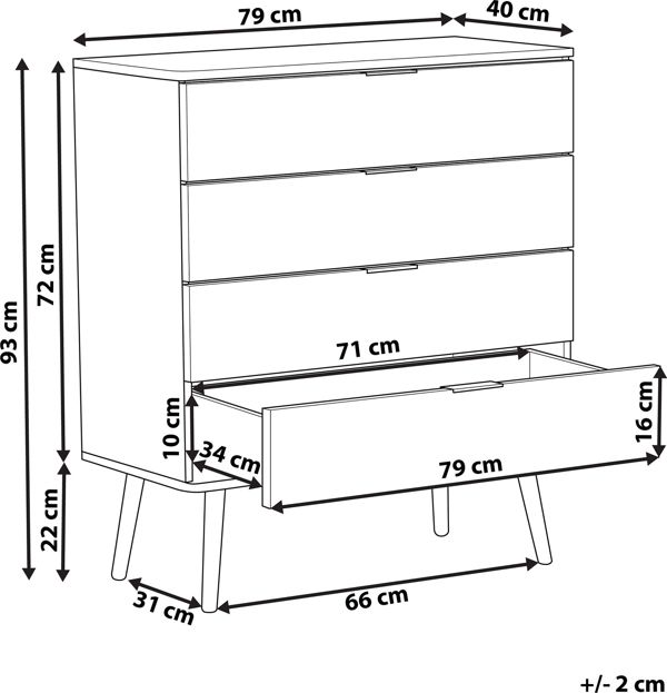 Beliani Συρταριέρα Walpi Λευκή, Από MDF Και Ξύλο, 8083449