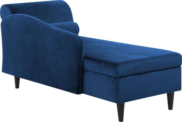 Beliani Δεξιά βελούδινη ξαπλώστρα, μπλε LUIRO 8264035 4251682239080