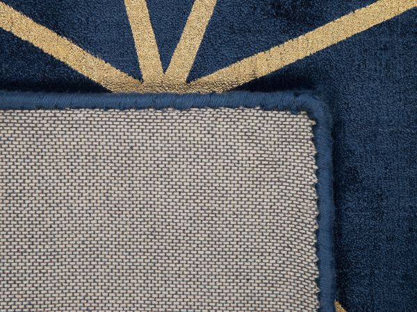 Beliani Χαλί HAVZA 80x150cm από Βισκόζη και Βαμβάκι, Μπλε με Χρυσές Λεπτομέρειες