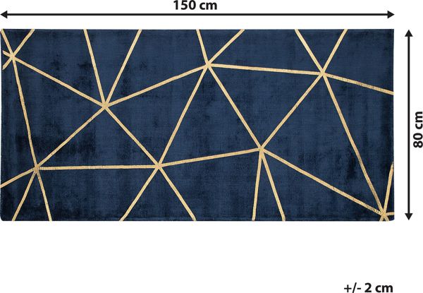 Beliani Χαλί HAVZA 80x150cm από Βισκόζη και Βαμβάκι, Μπλε με Χρυσές Λεπτομέρειες