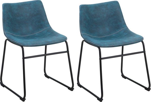 Beliani Σετ 2 καρέκλες τραπεζαρίας μπλε BATAVIA 7983948 4251682205061