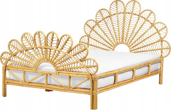 Κρεβάτι Peacock Beliani Rattan 140 x 200 cm ανοιχτόχρωμο ξύλο ΦΛΩΡΕΝΤΙΝΗΣ Lumarko! 13286050 4255664829405