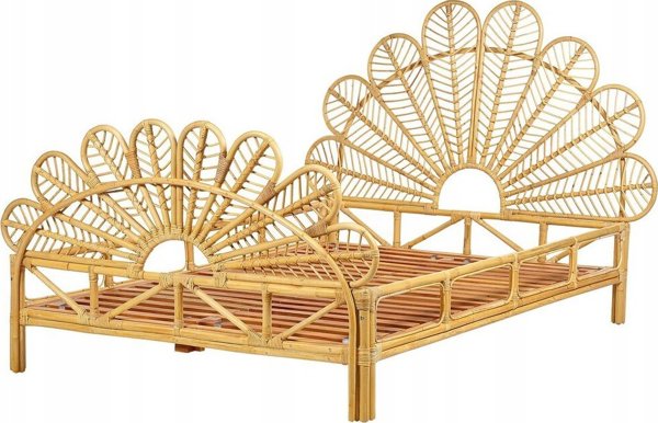 Κρεβάτι Peacock Beliani Rattan 140 x 200 cm ανοιχτόχρωμο ξύλο ΦΛΩΡΕΝΤΙΝΗΣ Lumarko! 13286050 4255664829405