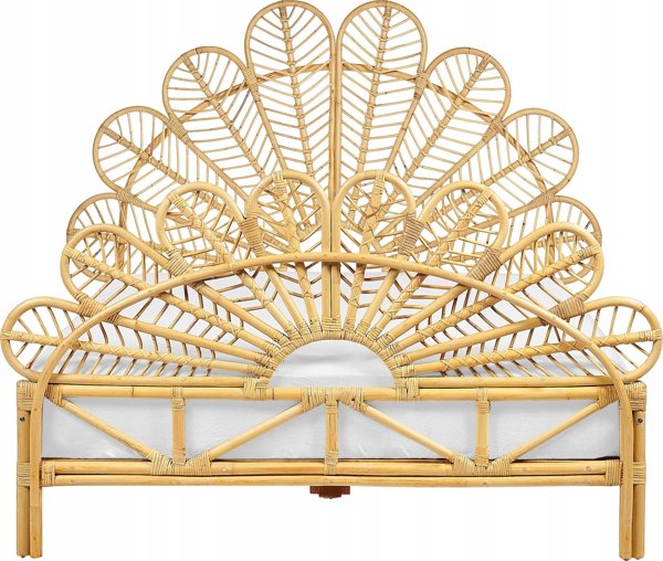 Κρεβάτι Peacock Beliani Rattan 140 x 200 cm ανοιχτόχρωμο ξύλο ΦΛΩΡΕΝΤΙΝΗΣ Lumarko! 13286050 4255664829405