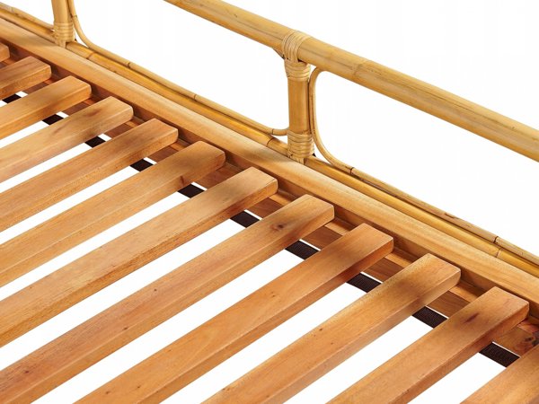 Κρεβάτι Peacock Beliani Rattan 140 x 200 cm ανοιχτόχρωμο ξύλο ΦΛΩΡΕΝΤΙΝΗΣ Lumarko! 13286050 4255664829405
