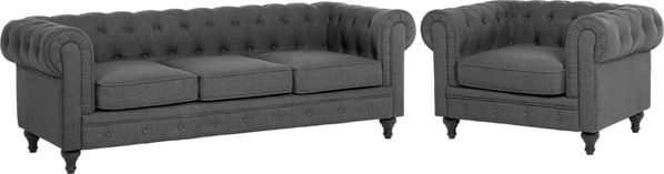 Beliani Σετ σαλονιού 4 θέσεων σε γκρι CHESTERFIELD 8083476 4251682260855