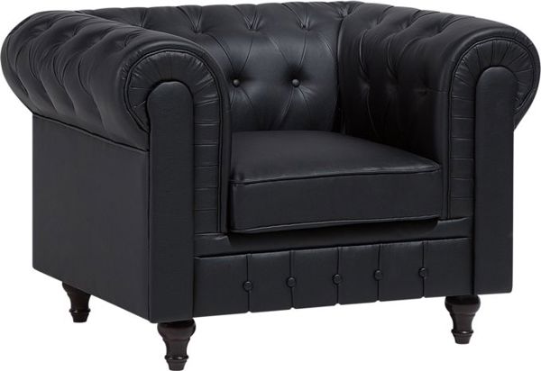 Beliani Πολυθρόνα από οικολογικό δέρμα, μαύρη CHESTERFIELD 7984211 4260624114248