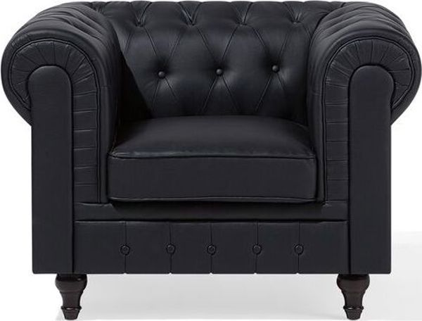 Beliani Πολυθρόνα από οικολογικό δέρμα, μαύρη CHESTERFIELD 7984211 4260624114248