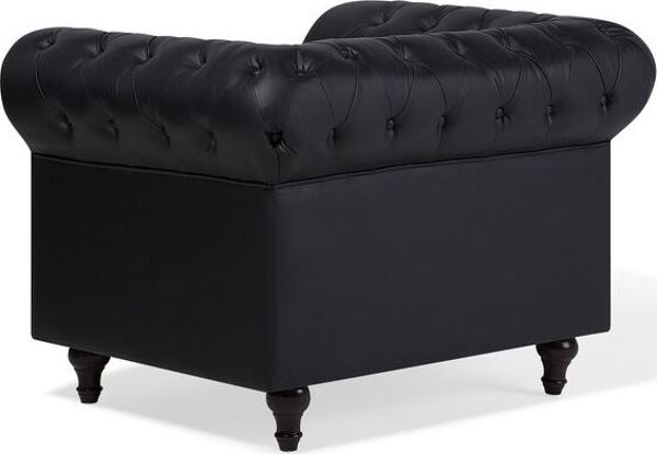 Beliani Πολυθρόνα από οικολογικό δέρμα, μαύρη CHESTERFIELD 7984211 4260624114248