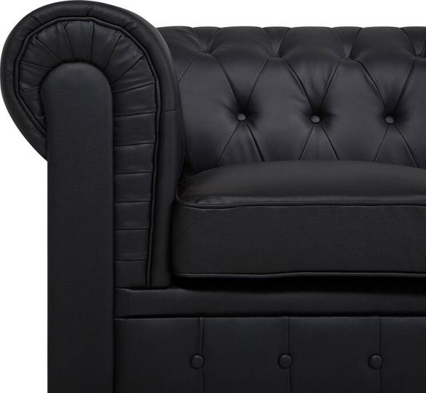 Beliani Πολυθρόνα από οικολογικό δέρμα, μαύρη CHESTERFIELD 7984211 4260624114248