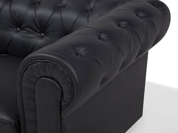 Beliani Πολυθρόνα από οικολογικό δέρμα, μαύρη CHESTERFIELD 7984211 4260624114248