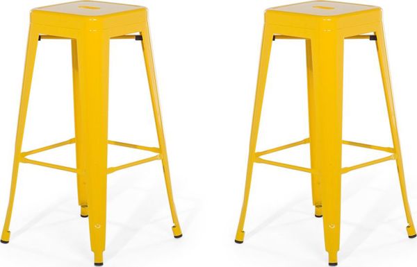 Beliani Σετ 2 μεταλλικά σκαμπό μπαρ 76 cm κίτρινο CABRILLO 8083608 4260602372820