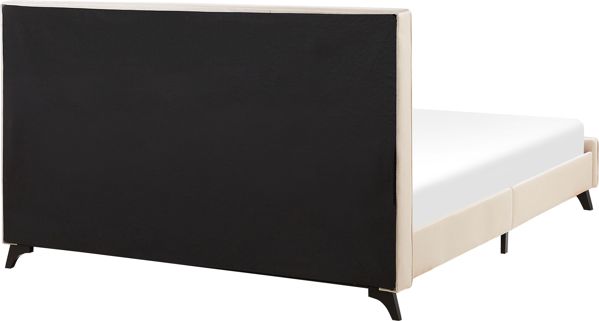 Beliani Επενδυμένο Κρεβάτι Ambassador 160x200cm, Λινό Ύφασμα, Μπεζ