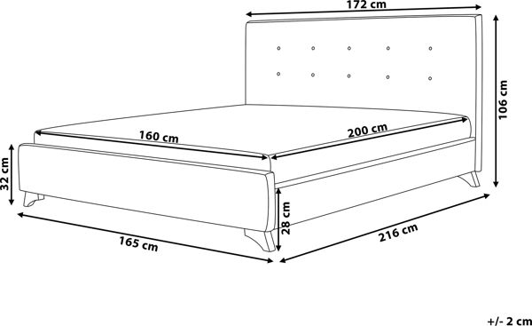 Beliani Επενδυμένο Κρεβάτι Ambassador 160x200cm, Λινό Ύφασμα, Μπεζ