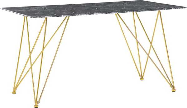 Τραπεζαρία Beliani 140 x 80 cm μαύρο και χρυσό μαρμάρινο εφέ KENTON 8171298 4251682251815