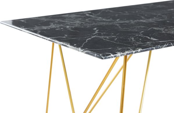 Τραπεζαρία Beliani 140 x 80 cm μαύρο και χρυσό μαρμάρινο εφέ KENTON 8171298 4251682251815