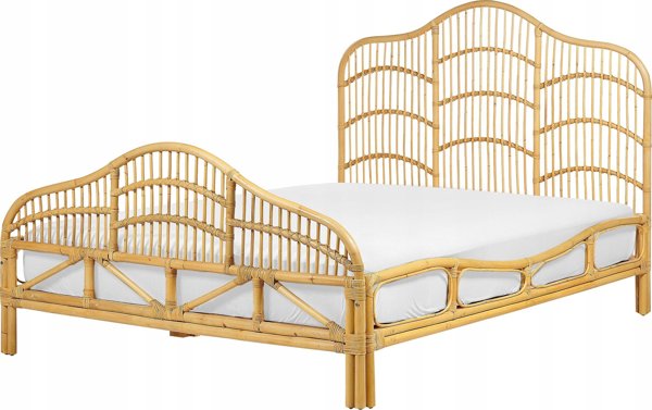 Κρεβάτι Beliani Rattan 140 x 200 cm ανοιχτόχρωμο ξύλο DOMEYROT Lumarko! 13286053 4255664829344