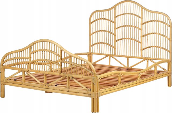 Κρεβάτι Beliani Rattan 140 x 200 cm ανοιχτόχρωμο ξύλο DOMEYROT Lumarko! 13286053 4255664829344
