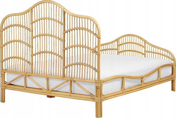 Κρεβάτι Beliani Rattan 140 x 200 cm ανοιχτόχρωμο ξύλο DOMEYROT Lumarko! 13286053 4255664829344