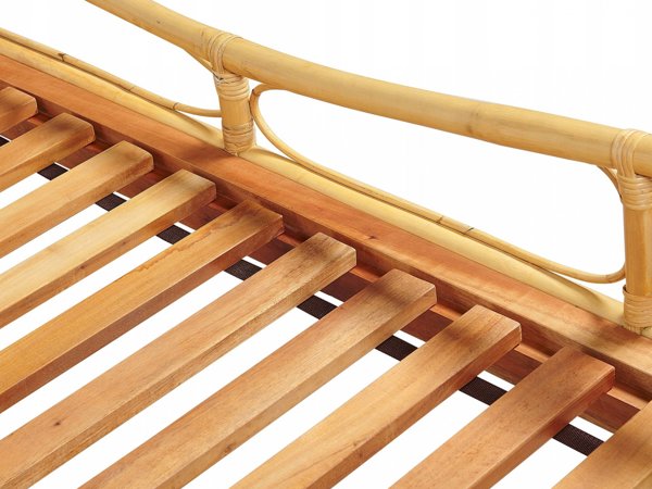 Κρεβάτι Beliani Rattan 140 x 200 cm ανοιχτόχρωμο ξύλο DOMEYROT Lumarko! 13286053 4255664829344