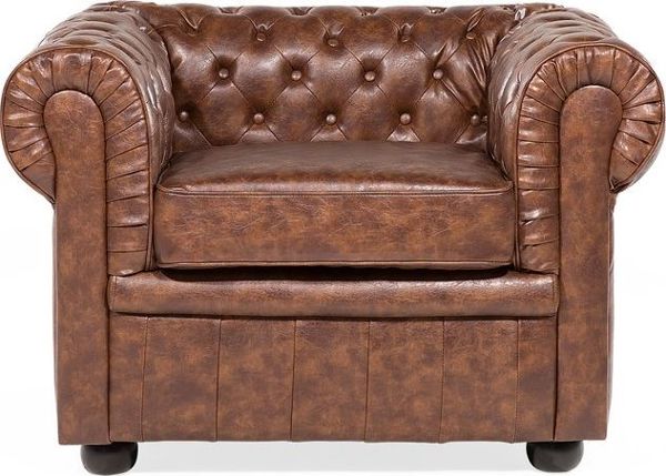 Beliani Πολυθρόνα Chesterfield Οικολογικό Δέρμα Χρυσοκαφέ 7984216
