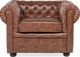 Beliani Πολυθρόνα Chesterfield Οικολογικό Δέρμα Χρυσοκαφέ 7984216