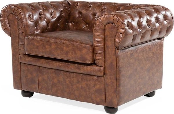 Beliani Πολυθρόνα Chesterfield Οικολογικό Δέρμα Χρυσοκαφέ 7984216