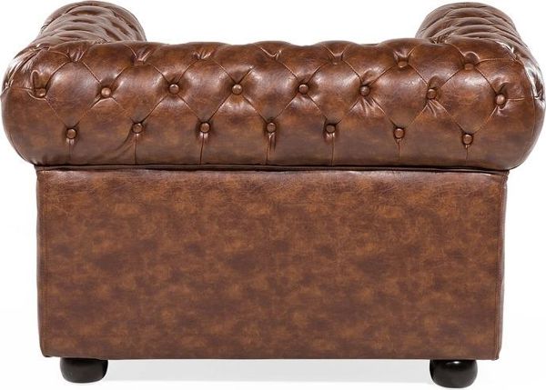 Beliani Πολυθρόνα Chesterfield Οικολογικό Δέρμα Χρυσοκαφέ 7984216