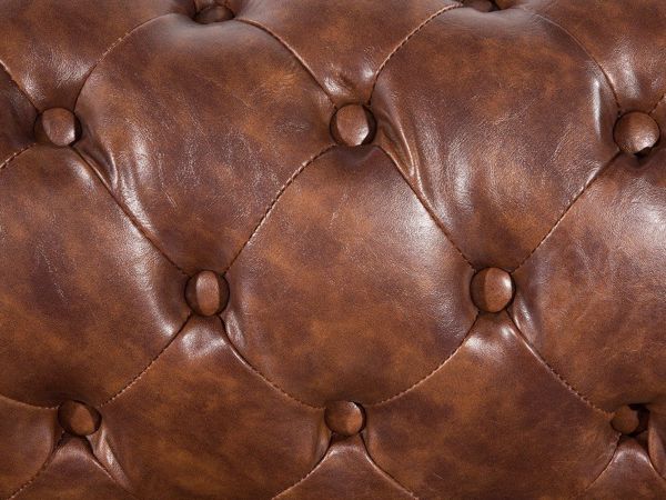 Beliani Πολυθρόνα Chesterfield Οικολογικό Δέρμα Χρυσοκαφέ 7984216