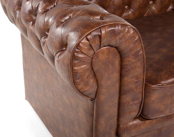 Beliani Πολυθρόνα Chesterfield Οικολογικό Δέρμα Χρυσοκαφέ 7984216