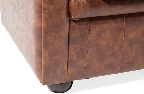 Beliani Πολυθρόνα Chesterfield Οικολογικό Δέρμα Χρυσοκαφέ 7984216