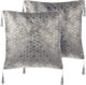 Beliani Σετ 2 Διακοσμητικά Μαξιλάρια CAMELLIA, Γεωμετρικό Σχέδιο, 45x45 cm, Ασημί