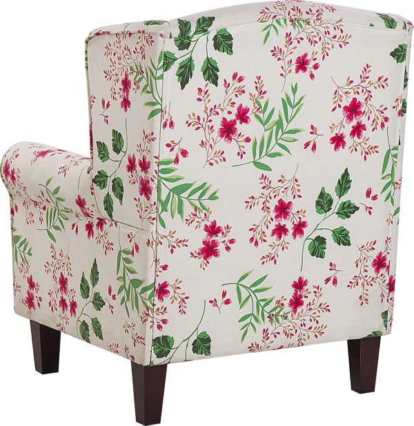 Beliani Πολυθρόνα Hamar με Υποπόδιο Floral Μοτίβο, Κρεμ, 7984290