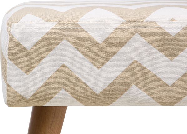 Σκαμπό Beliani Takoma Καφέ και Λευκό με Μοτίβο Ζιγκ-Ζαγκ, Ορθογώνιο από Βαμβάκι