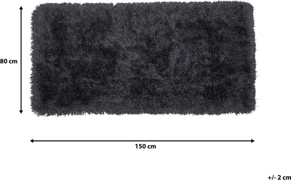Beliani Shaggy Χαλί CIDE 80x150cm Μαύρο Βαμβακερό Ορθογώνιο