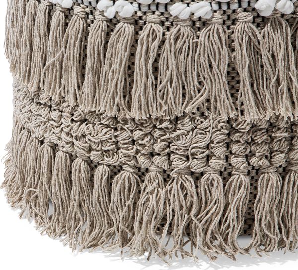 Beliani Πουφ Μπελιανή Boho, Χειροποίητο από 100% Βαμβάκι, Μπεζ, 44 εκ.