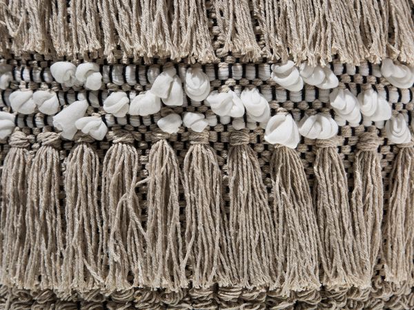 Beliani Πουφ Μπελιανή Boho, Χειροποίητο από 100% Βαμβάκι, Μπεζ, 44 εκ.