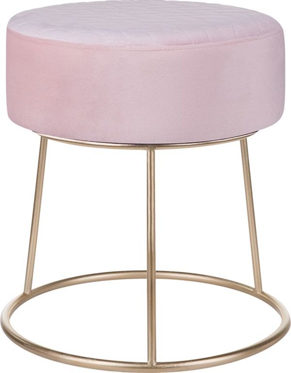 Beliani Βελούδινο Σκαμπό 35 εκ. Ροζ DELCO
