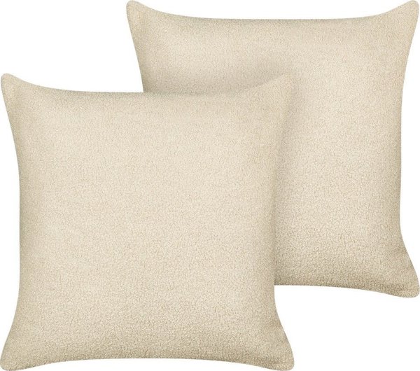 Beliani 2 boucle διακοσμητικά μαξιλάρια 45 x 45 cm μπεζ LEUZEA Lumarko! 13565359 4255664860149
