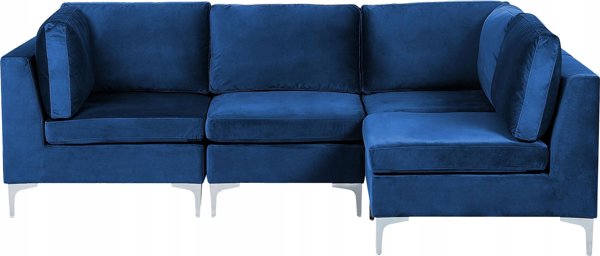 Beliani Modular 4θέσιος βελούδινος γωνιακός καναπές, αριστερόχειρας, μπλε EVJA Lumarko! 13873433 4255664823014