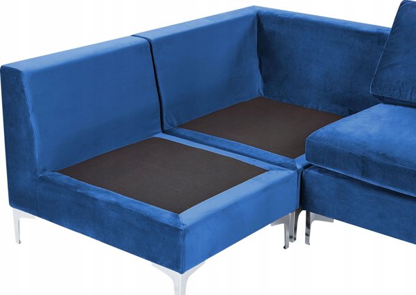 Beliani Modular 4θέσιος βελούδινος γωνιακός καναπές, αριστερόχειρας, μπλε EVJA Lumarko! 13873433 4255664823014